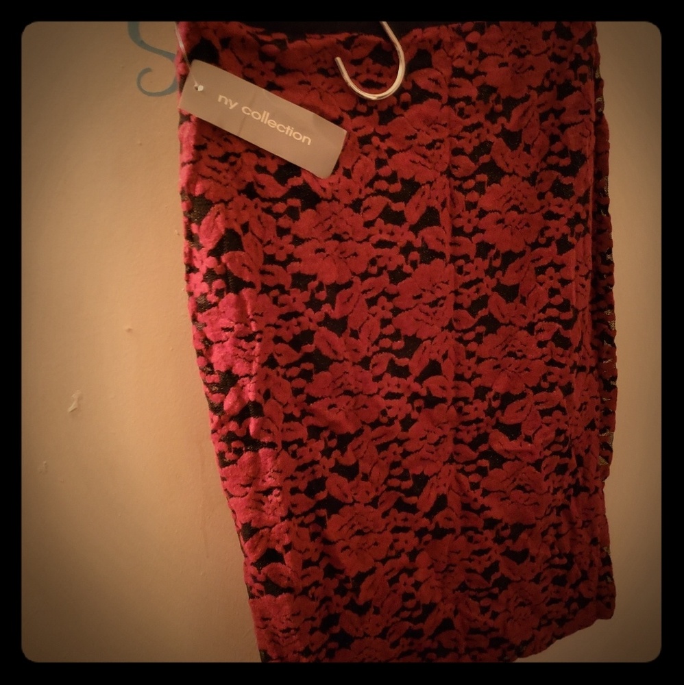 NWT Red Lace Pencil skirt